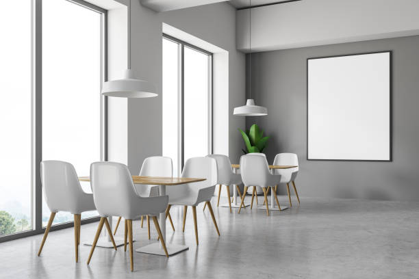 istock Loft cafe corner, white chairs, poster 1087011802