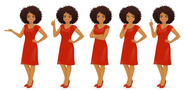 Vector illustration of Woman in dress set