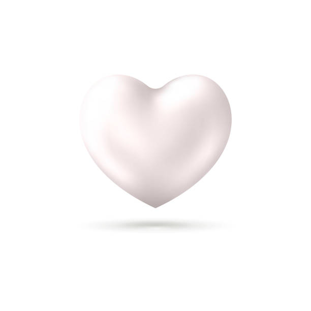 3 d 現実的なシルバー ハートの影。輝く聖バレンタインは、白い背景で隔離のシンボルを休日します。 - heart shape valentines day vibrant color bright点のイラスト素材／クリップアート素材／マンガ素材／アイコン素材