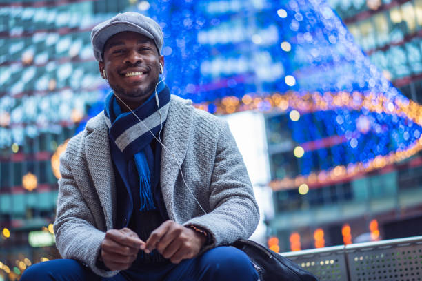 istock Businessman enjoying free time with music 1087028336