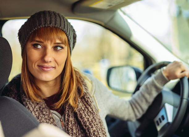 istock Young woman on roadtrip in winter 1087032242