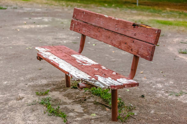 istock Dilapidated and old wooden bench in Provo Utah 1087032486