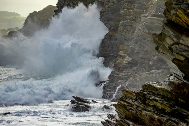 istock Sea waves breaking on the coast cliffs in Barrika 1087038472
