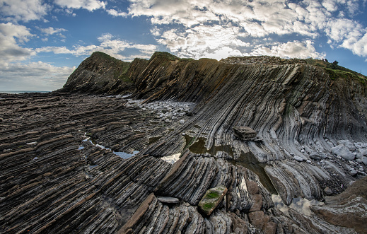 Detail of the coast cliffs in Barrika, Basque Country