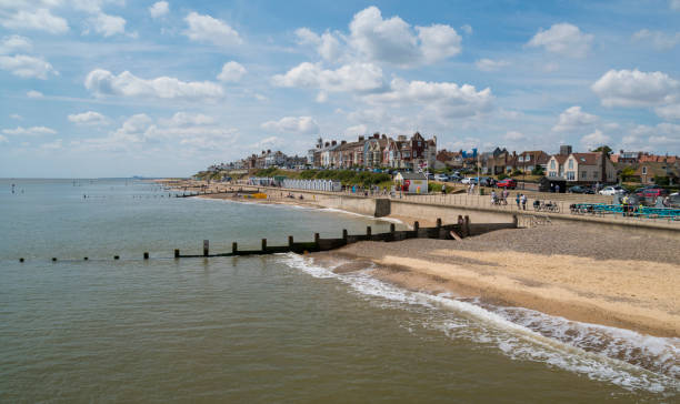 Southwold Beach, Suffolk UK View of the seafront and beach at Southwold, Suffolk UK southwold stock pictures, royalty-free photos & images