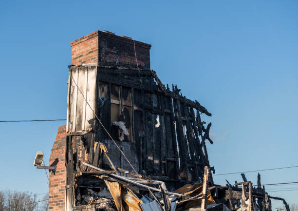istock Burned out remains of an office building destroyed by fire 1087038586