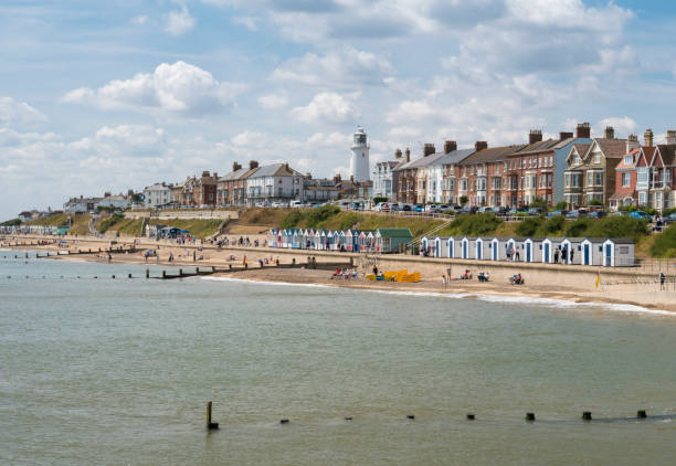 View of the seafront and beach at Southwold, Suffolk UK