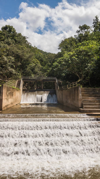 istock High angle view of Weirs on the small  river  in Thailand  . 1087043152