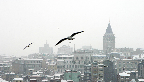 A snowy day in Istanbul, Turkey.