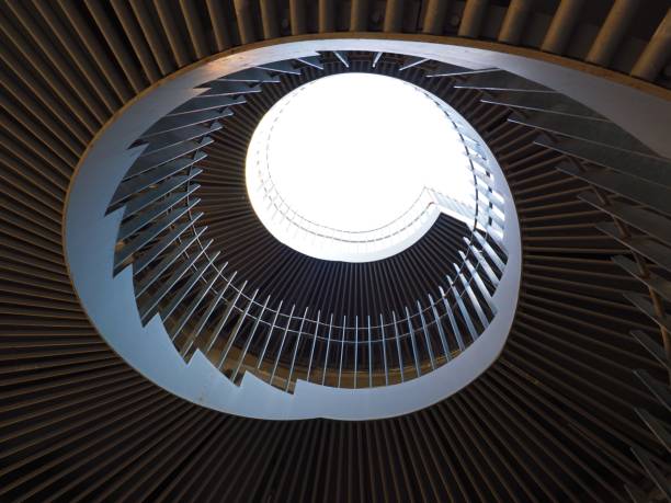 istock emergency spiral stairs, looking up scene 1087052956