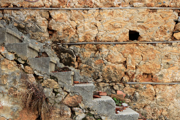 istock House of shell rock masonry cobblestones layers wall with stairs texture. Coquina surface background. 1087056164