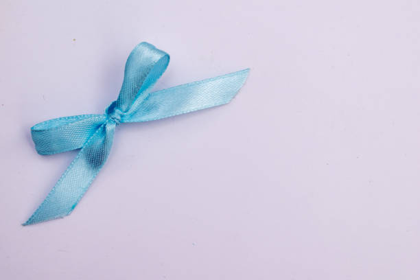 istock Blue gift ribbon bow isolated on pastel  background . 3D rendering 1087056400