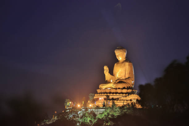 istock a Tian Tan Buddha at night view 1087065880