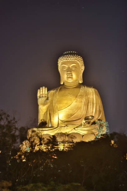 istock Tian Tan Buddha at Ngong Ping at  night 1087065888