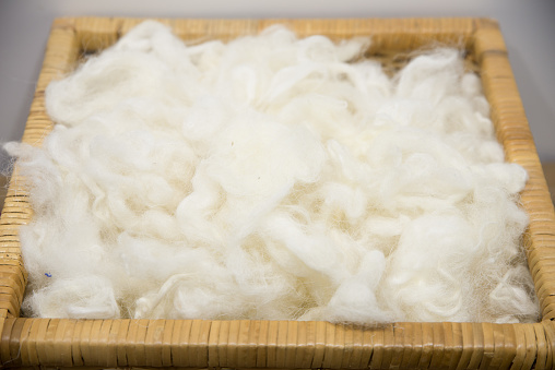 Close up of Australian Merino Wool Warm Craft Fiber/Fabric Industry Concept