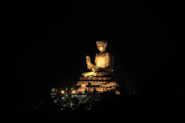 istock a Tian Tan Buddha at night view 1087079782