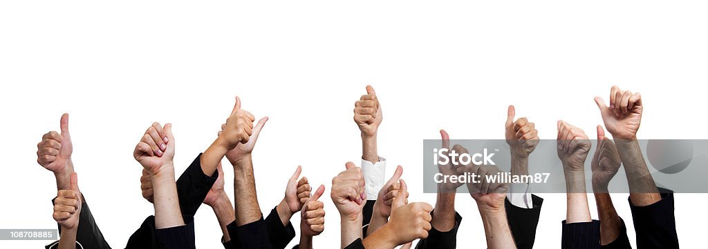 Business People with Thumbs Up on White Background. Thumbs Up Stock Photo