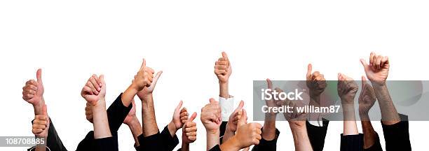 Business People With Thumbs Up On White Background Stock Photo - Download Image Now