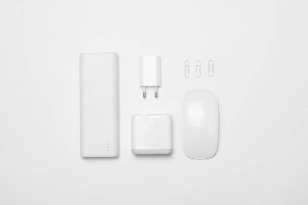 istock Office supplies composition on white background. Flat lay, top view. 1087091348