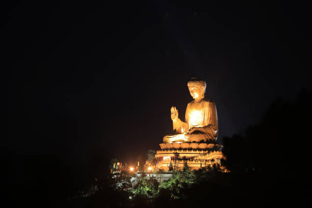 istock a Tian Tan Buddha at night view 1087093206