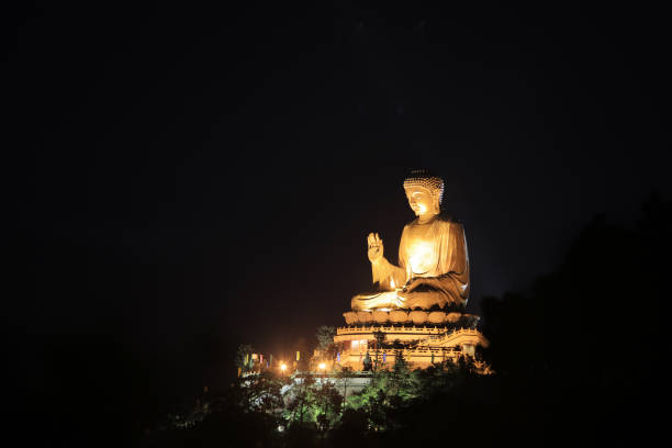 istock a Tian Tan Buddha at night view 1087093242