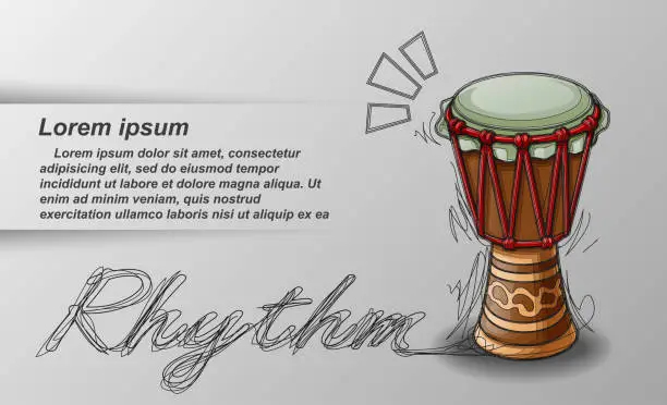 Vector illustration of Sketched percussion and text on white background.