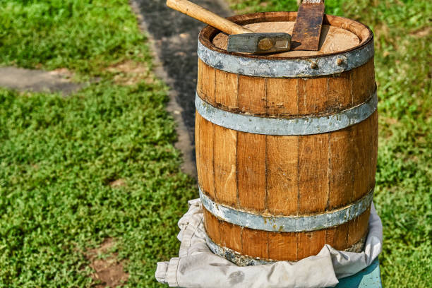 istock Oak Barrel. Wooden barrel covered with wax 1087102068