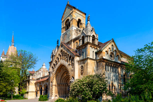 Budapest Hungary May 23 2018: Jak Chapel in Vajdahunyad Castle. Budapest, Hungary. It was built between 1896 and 1908.