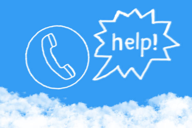 istock Voice help me from phone cloud shape on blue sky 1087115988
