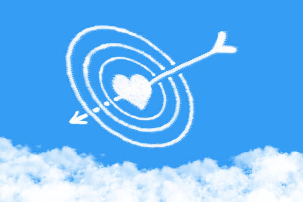 hearts shape clouds , love target concept on blue sky