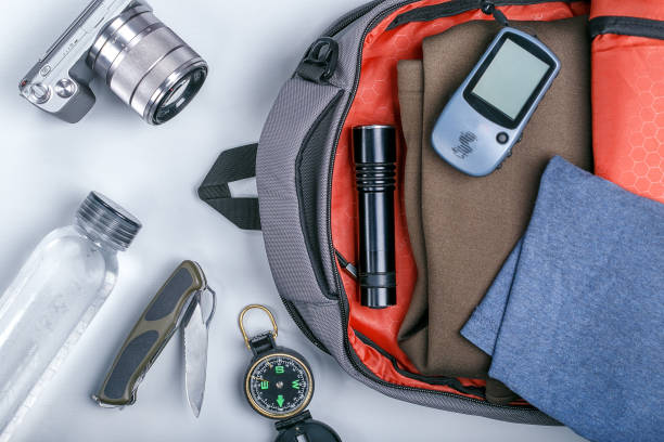 istock packing clothes in the backpack for travel. 1087133354
