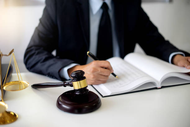 istock Judge lawyer gavel work in office 1087136472