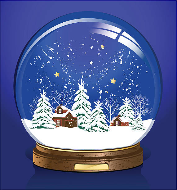 Snow globe Snow globe with a town. All elements and textures are individual objects. Vector illustration scale to any size. snow globe earth stock illustrations
