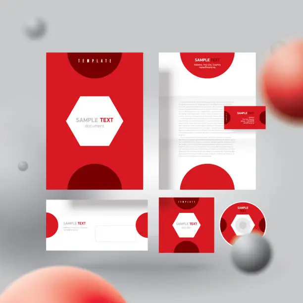 Vector illustration of corporate identity design template red color
