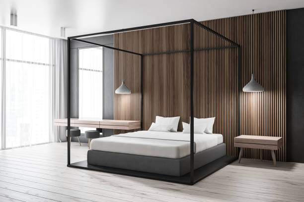 istock Dark wooden bedroom corner 1087156116