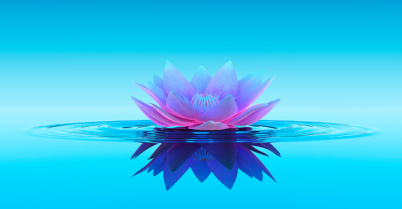 Water Lily abstract fantasy background. 3D illustration