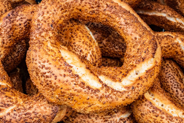 istock close up ready to eat turkish bagel named simit with sesame 1087176766