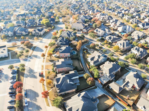 istock Top view new development residential neighborhood in Cedar Hill at morning fall light 1087177300