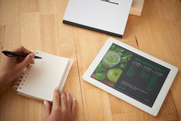 istock Housewife wririntg menu for week 1087178654