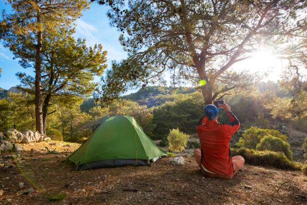 istock Happy traveler look on tablet 1087181094
