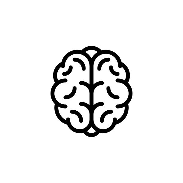 인간의 두뇌 아이콘 - creativity contemplation brain memories stock illustrations