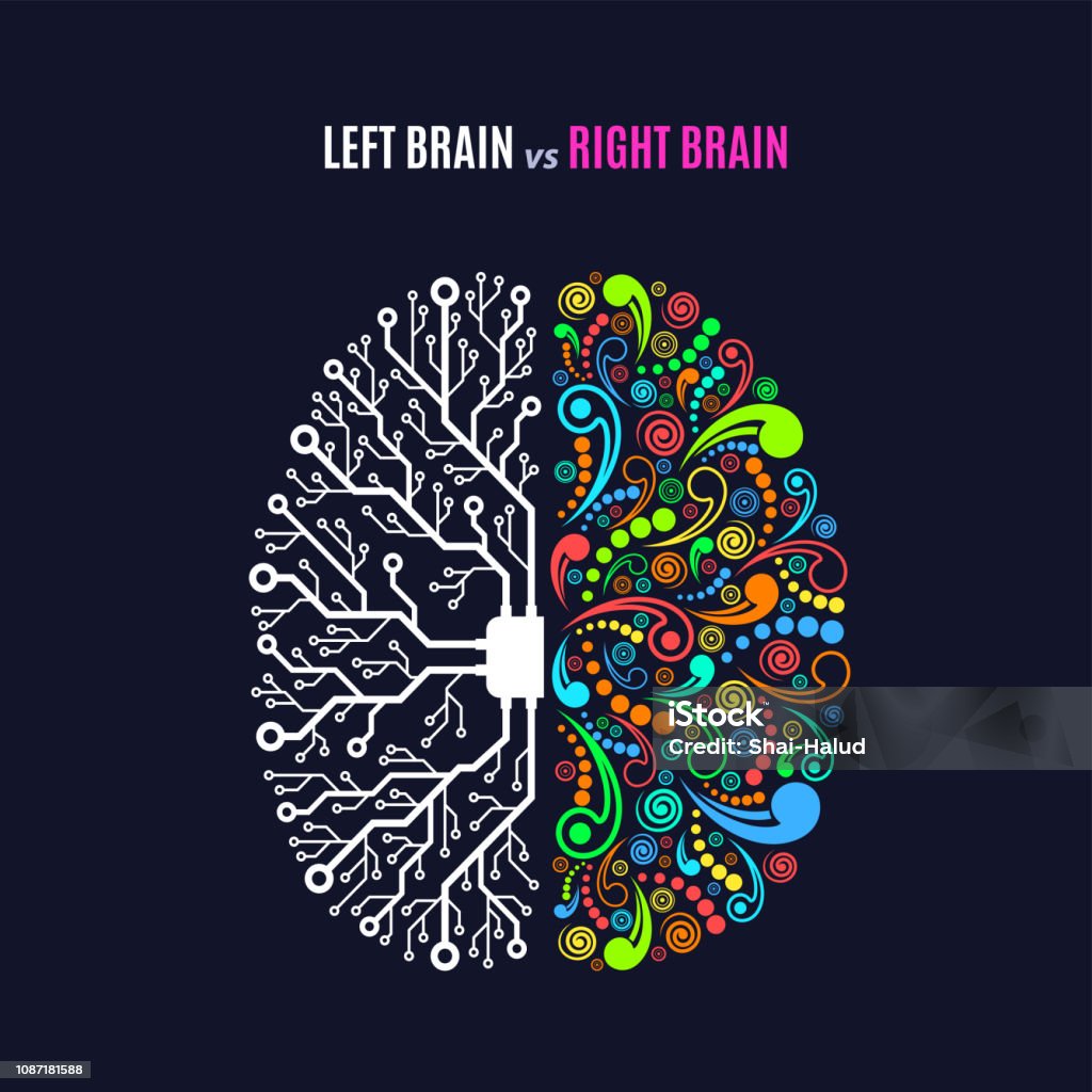 Notion de gauche et cerveau droit - clipart vectoriel de Créativité libre de droits