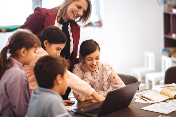 istock female teacher teaching  kids in classroom 1087183658
