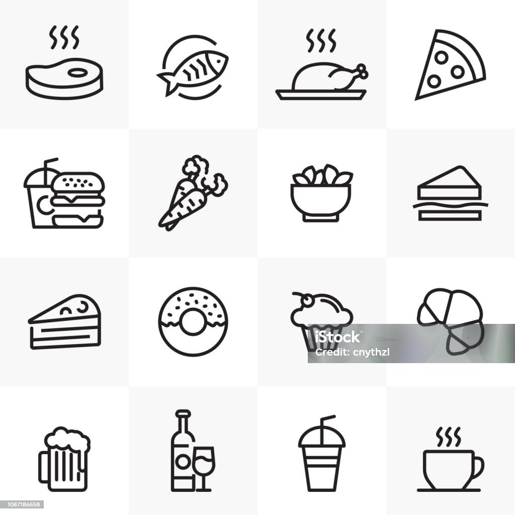 FOOD AND DRINK LINE ICONS SET Alcohol - Drink stock vector