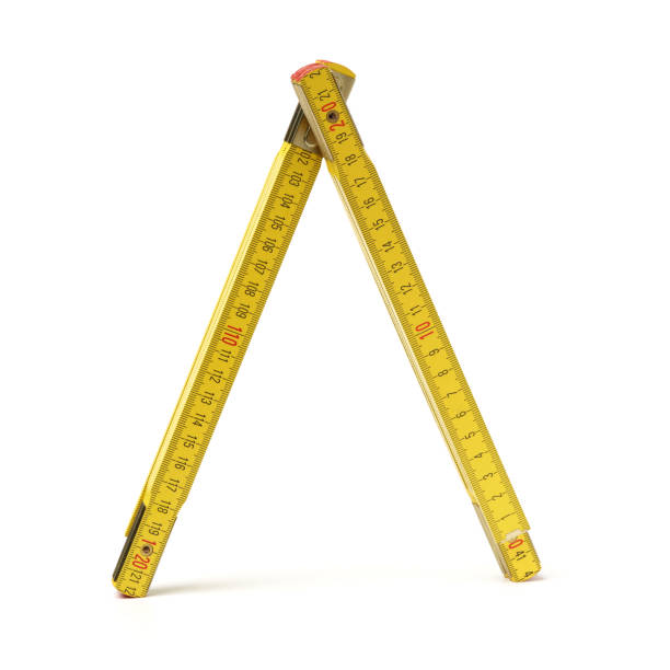 wood ruler isolated on white background - tape measure home improvement measuring wood imagens e fotografias de stock