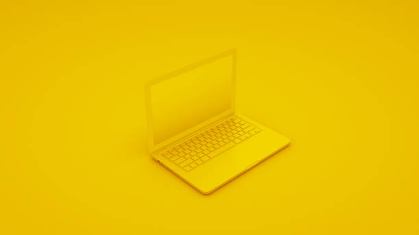 istock Yellow Laptop 3d illustration 1087188546