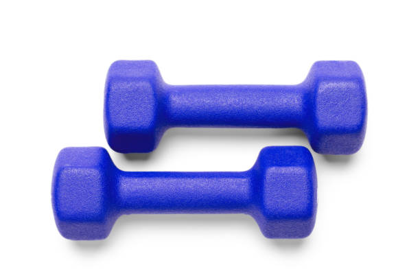 istock Blue dumbbells isolated on white background with clipping-path 1087191472
