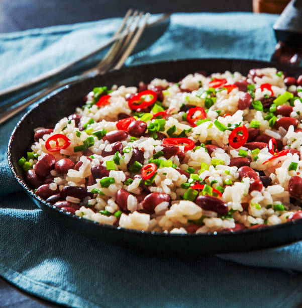 istock rice with red beans and vegetables in a frying pan 1087200310