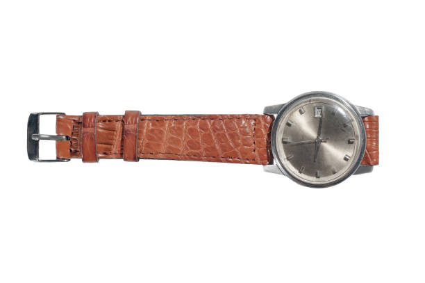 istock Classic watch at strap brown, crocodile leather with clipping path 1087201532