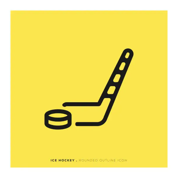Vector illustration of Ice Hockey Rounded Line Icon